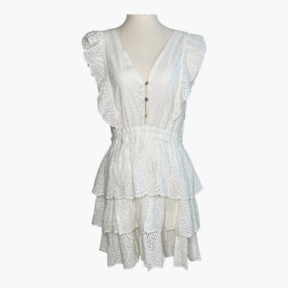 Love the Label Eyelet Ruffle Tiered Dress